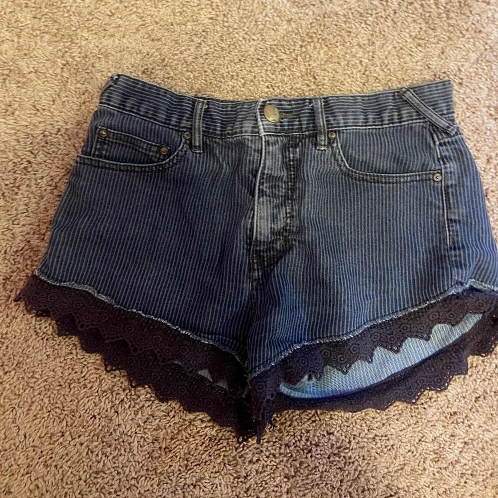 Free people muted black jean shorts